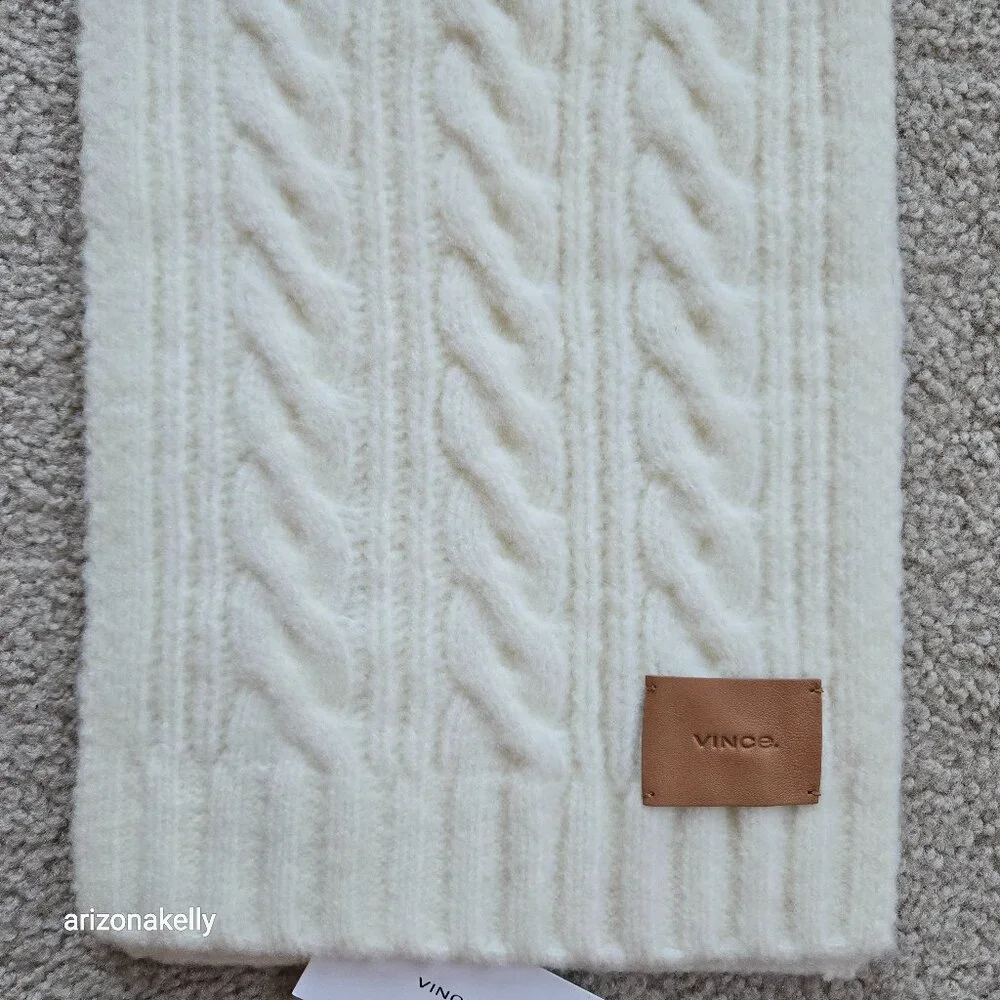 NWT Vince Cable Knit Merino Blend Ivory Thick Scarf